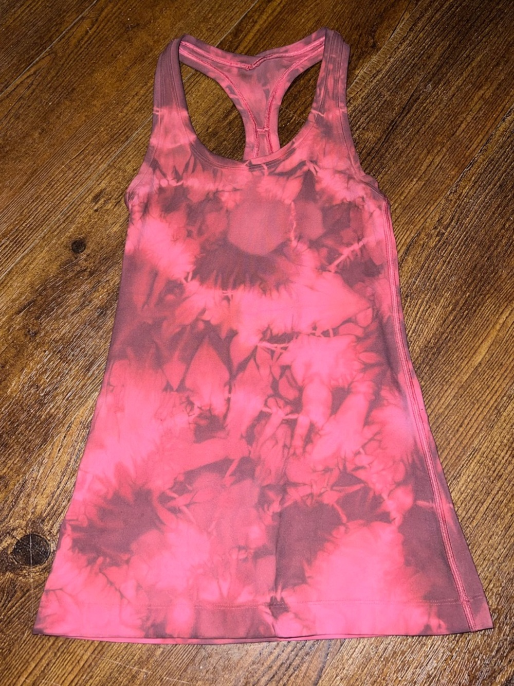 Lululemon Athletica Racerback Coral Pink Tie Dye Sporty Yoga Tank Top Size XS